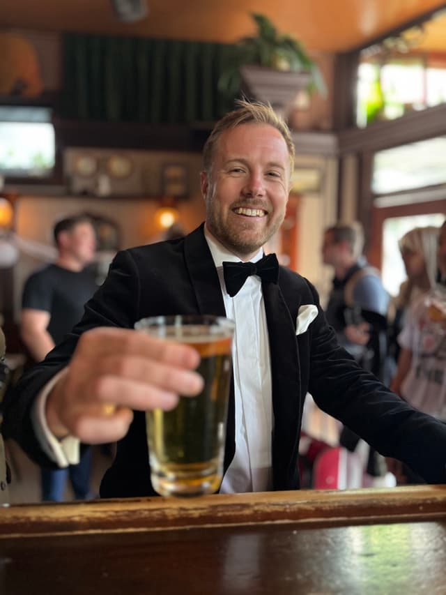 Andy Sparks at Shotwell's Saloon on his wedding day